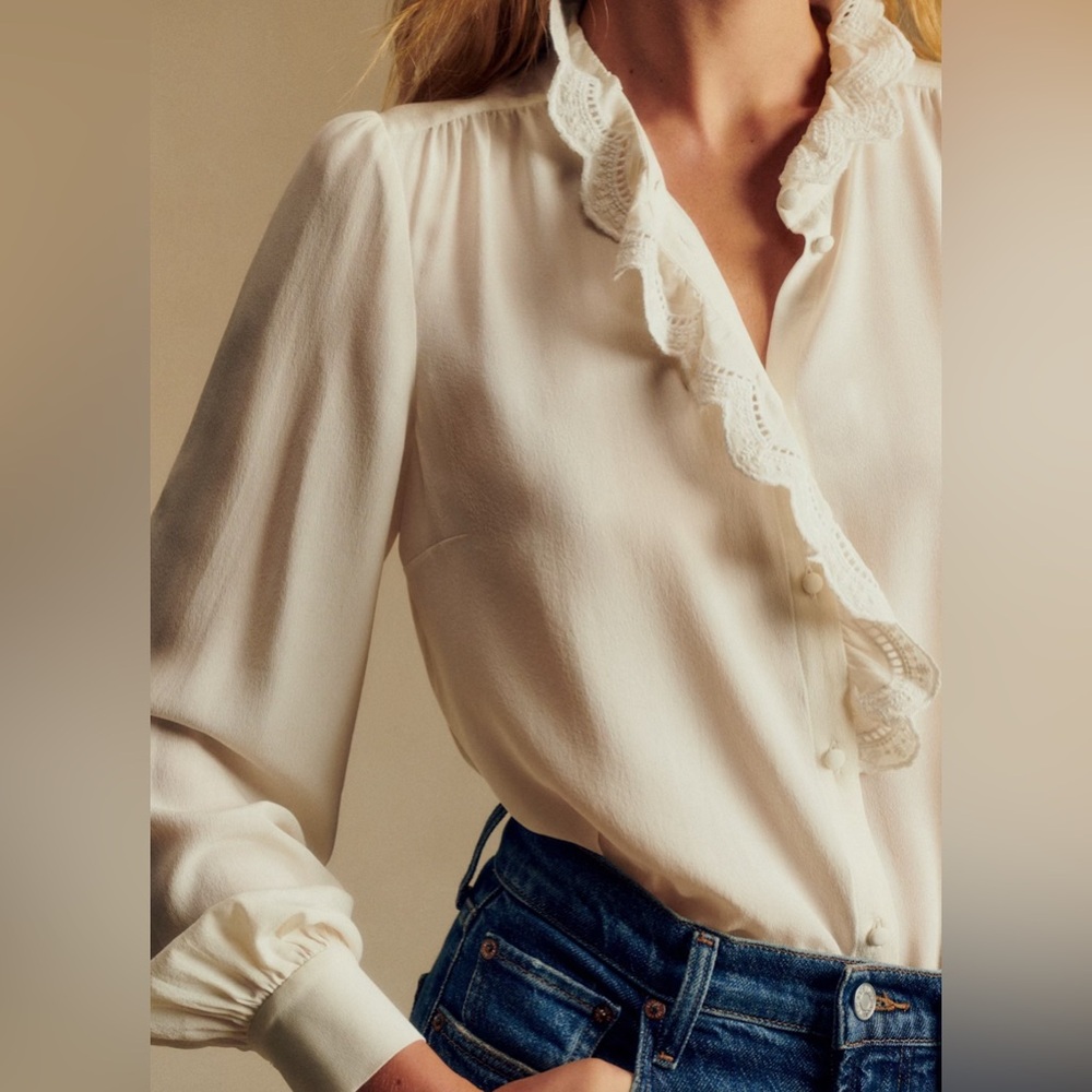 Sezane Cream Chlo silk blouse - Picture 3 of 6